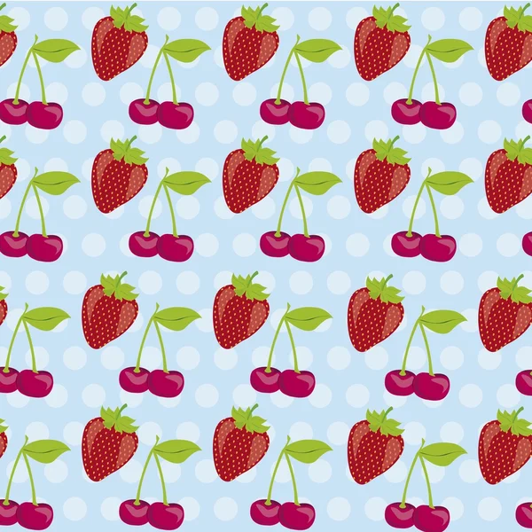 Pattern of cherries and strawberries — Stock Vector