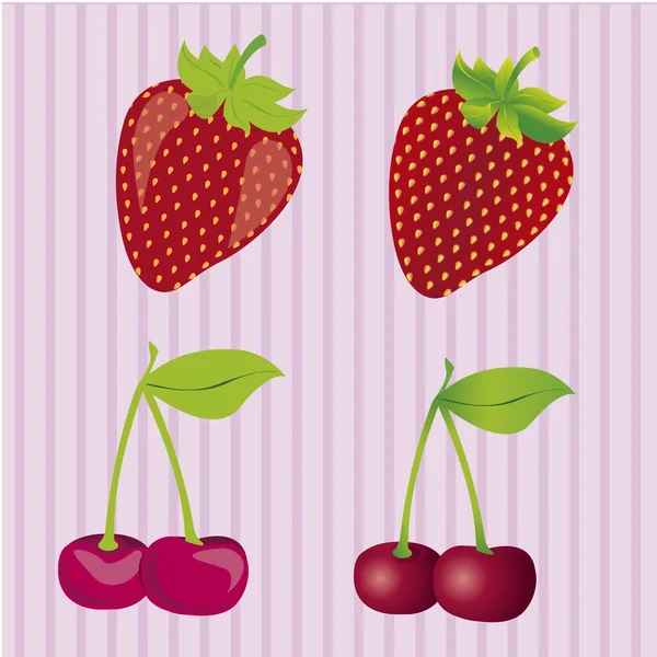 Erdbeeren und Kirschen — Stockvektor