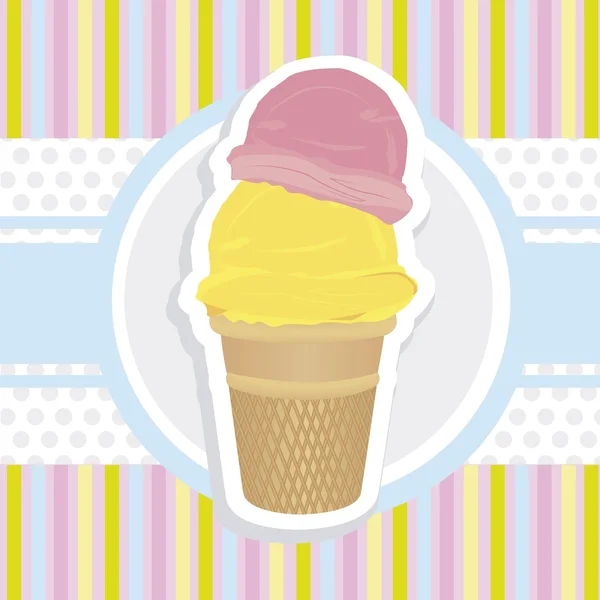 Fond crème glacée cône autocollant — Image vectorielle