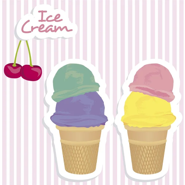 冰淇淋圆锥贴纸 — 图库矢量图片
