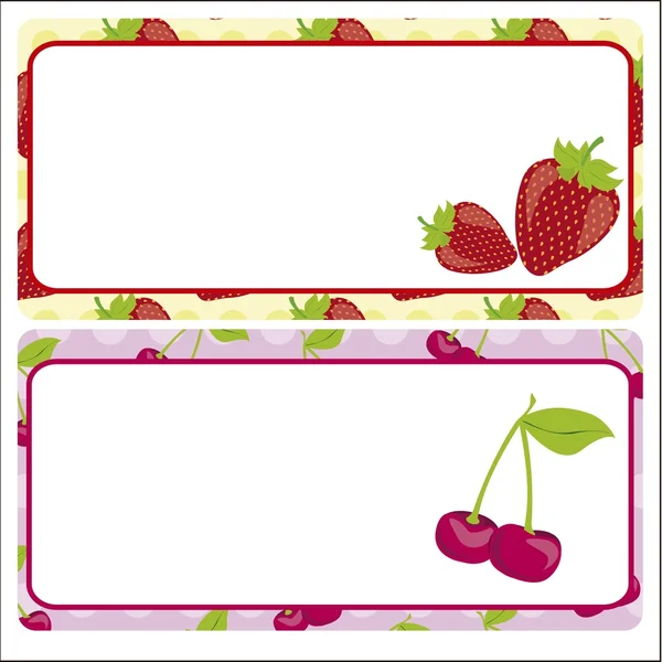 Card strawberries and cherries — Stock Vector