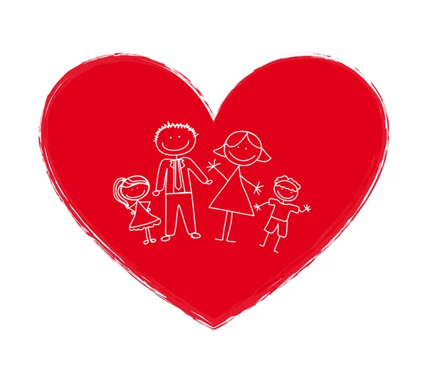 Famille sur cœur — Image vectorielle