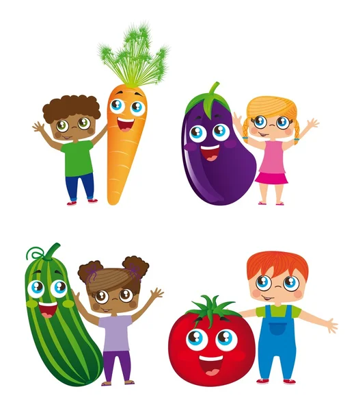 Niños y Verduras — Archivo Imágenes Vectoriales