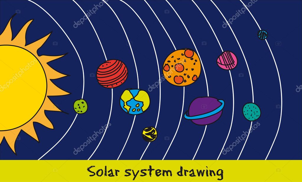 Solar System Drawing Vector Image By C Yupiramos Vector Stock