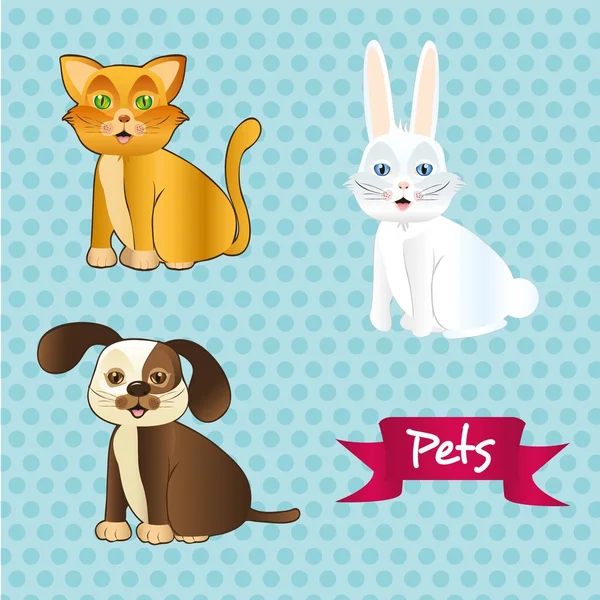 Perro, gato y conejo sentado — Archivo Imágenes Vectoriales