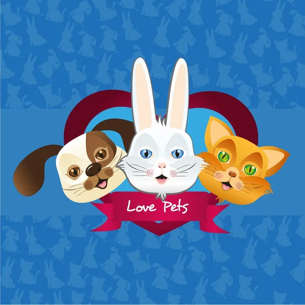 犬、猫およびウサギのラベル — ストックベクタ