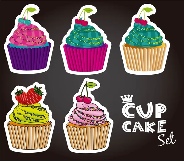 Conjunto de cupcakes — Vetor de Stock