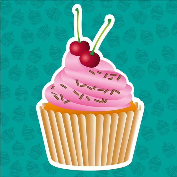 Klistermärke cupcake — Stock vektor