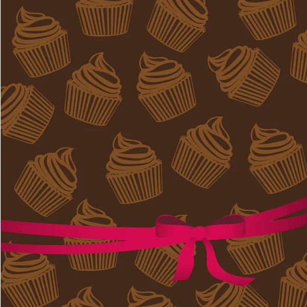 Bakgrundsmönster på silhuetter av cupcakes — Stock vektor