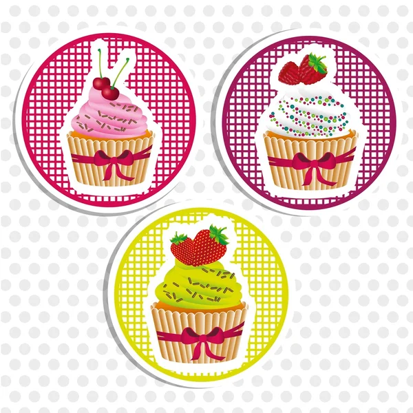 Stickers cupcakes — Stock Vector