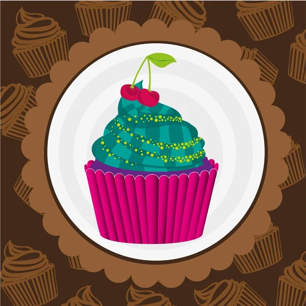 Cupcake sticker — Stock Vector