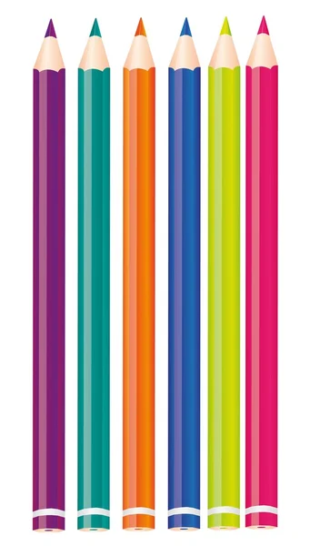 Conjunto de seis lápis coloridos — Vetor de Stock