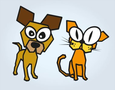 cat and dog abstract clipart