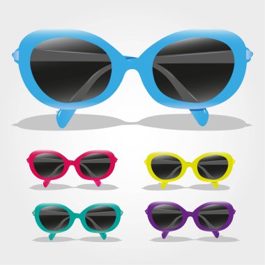 set of colored sunglasses clipart