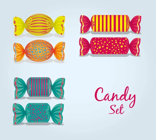 Candy set rectangular, square and oval — Stock Vector