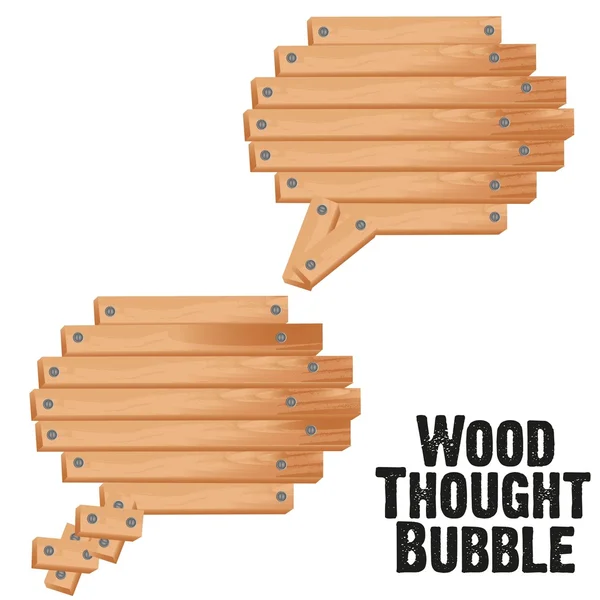 Текстовые пузыри с деревянной доской — стоковый вектор