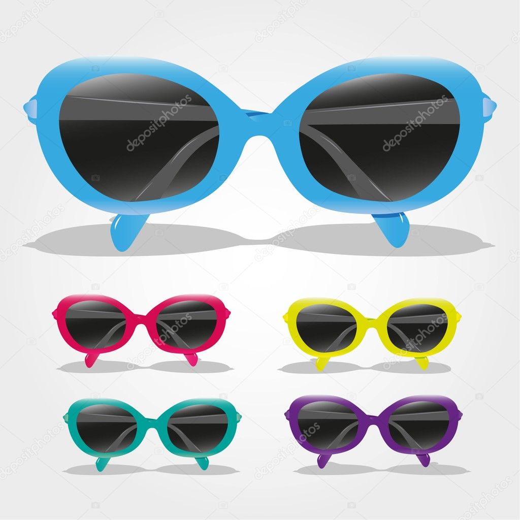set of colored sunglasses