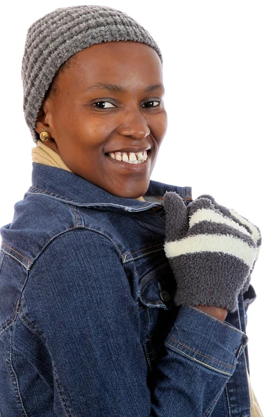 겨울 착용 아프리카 여자 — 스톡 사진