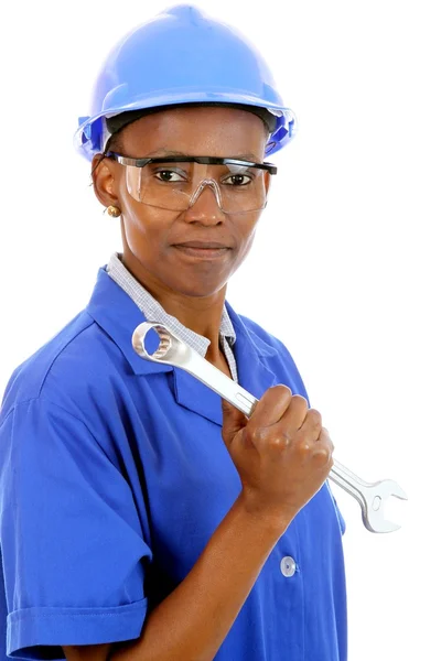 Afrikai nő építőmunkás — Stock Fotó