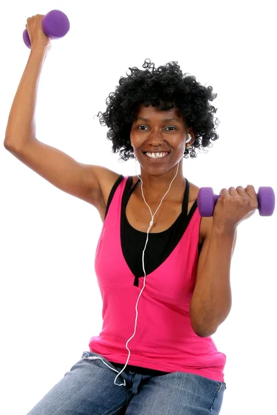 Africké paní, co dělá tělocvičně cvičení — Stock fotografie