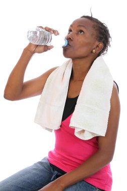 African Exercise Girl Drinking Water clipart