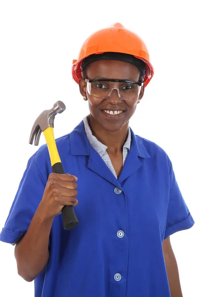 Afrikaanse vrouw bouwvakker — Stockfoto