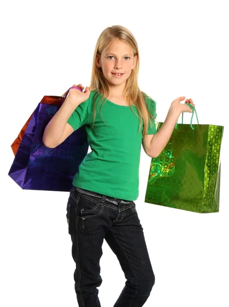 Junge blonde Shopping-Girl — Stockfoto