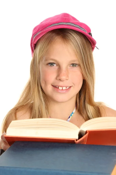Schönes junges Kind und Bücher — Stockfoto