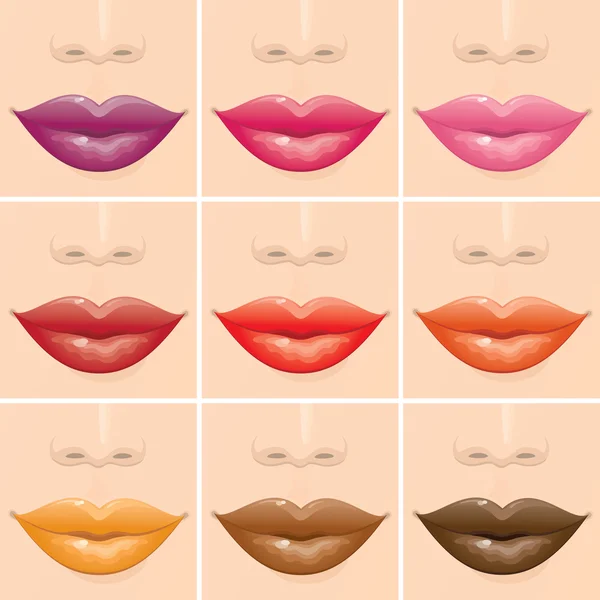 Lábios coloridos —  Vetores de Stock