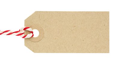 Kırmızı ve beyaz iple boş karton etiket etiket
