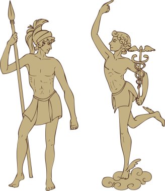 Mars and Hermes clipart