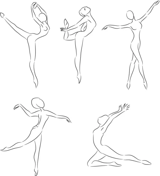 Movimentos do bailarino de ballet — Vetor de Stock
