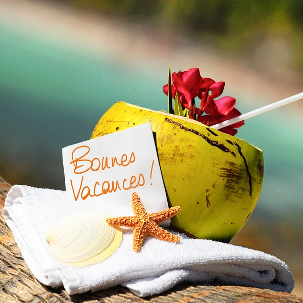 카리브 파라다이스 비치 코코넛 칵테일 — 스톡 사진