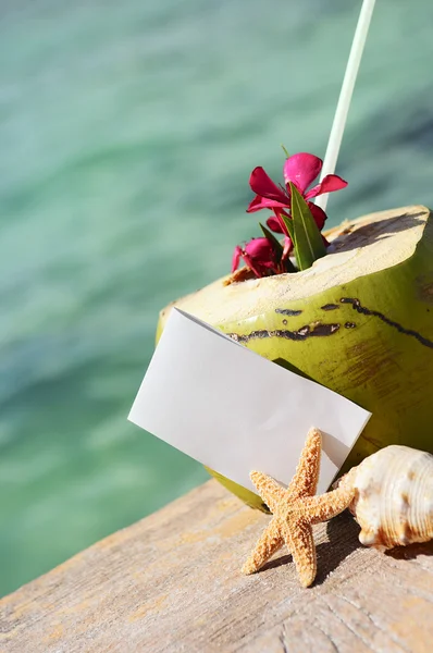 Карибський paradise beach кокосів коктейль — стокове фото
