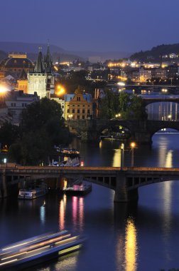 Prague at night clipart