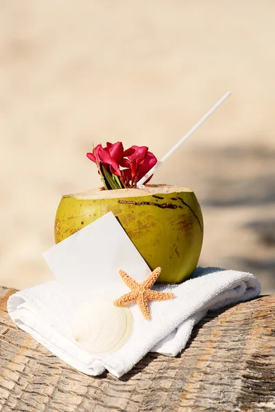 카리브 파라다이스 비치 코코넛 칵테일 — 스톡 사진
