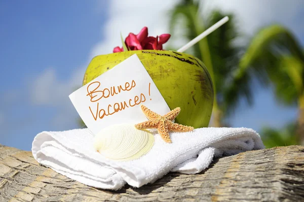 Karibien paradise beach kokosnötter cocktail — Stockfoto