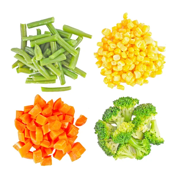 Conjunto de diferentes vegetais congelados — Fotografia de Stock