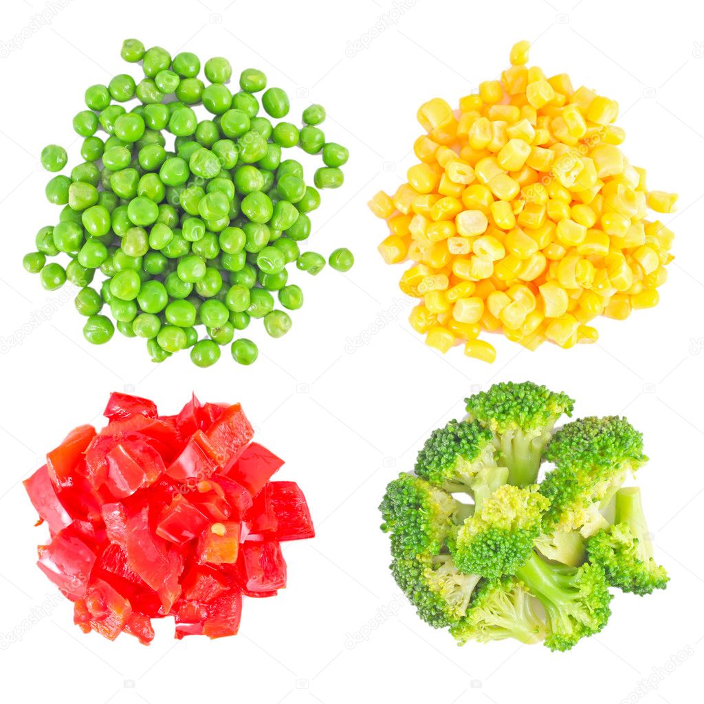 Set of different frozen vegetables