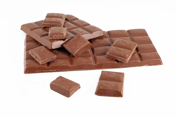 Barra de chocolate quebrada — Fotografia de Stock