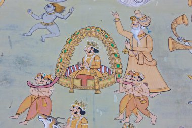 Colorful indian mural in the fort clipart