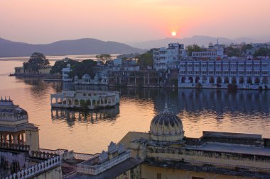 View on the Udaipur lake clipart