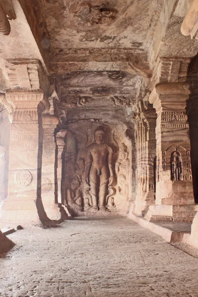 stock image Sculpture at entrance of Cave at Badami