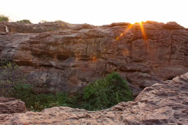 Rocce di arenaria a Badami — Foto Stock