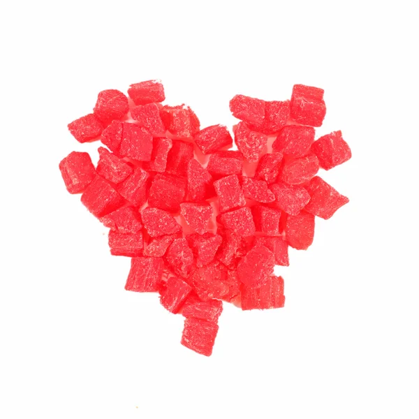Rött hjärta gjord av godis — Stockfoto