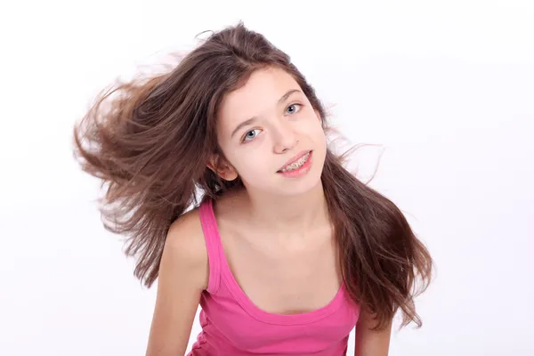 Όμορφη νεαρή κοπέλα έφηβος με παρένθεση — Φωτογραφία Αρχείου