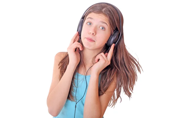 Nettes Teenie Mädchen hört Musik — Stockfoto