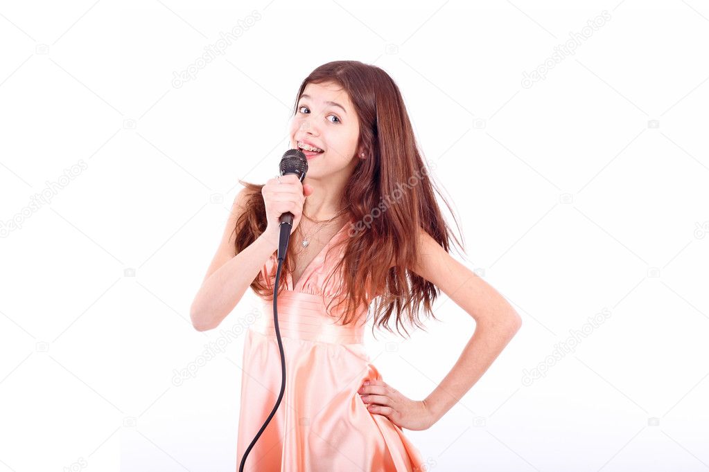 Teen girl with microphone