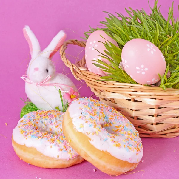 stock image Easter eggs and rabbit