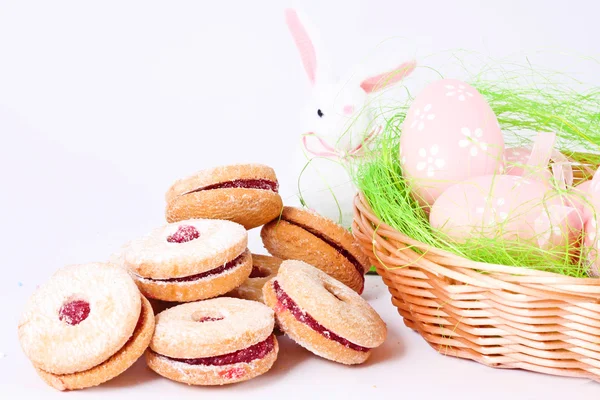 stock image Easter eggs and rabbit